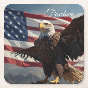 Freedom Eagle Rechteckiger Pappuntersetzer
