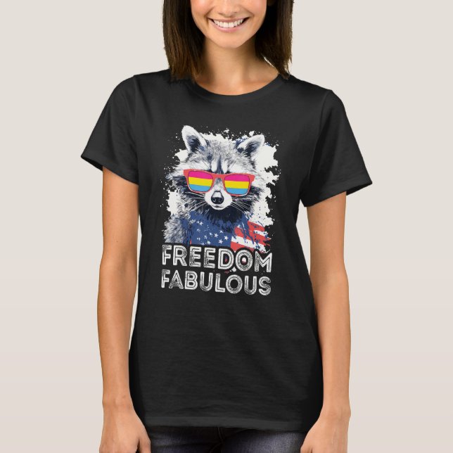 Freedom Fabulous  Raccoon Pansexual Sunglasses Fla T-Shirt (Vorderseite)