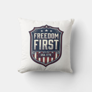 Freedom First USA 1776 Patriotisches Schild T-Shir Kissen
