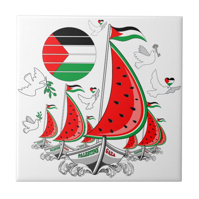 Freedom Global Sumud Flotilla Boats to Gaza Fliese (Vorderseite)
