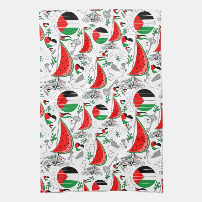 Freedom Global Sumud Flotilla Boats to Gaza Geschirrtuch (Vertikal)