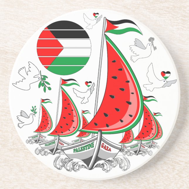 Freedom Global Sumud Flotilla Boats to Gaza Getränkeuntersetzer (Vorne)