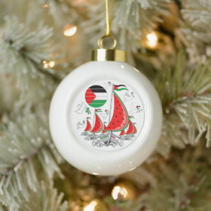 Freedom Global Sumud Flotilla Boats to Gaza Keramik Kugel-Ornament