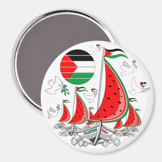 Freedom Global Sumud Flotilla Boats to Gaza Magnet (Vorderseite/Rückseite)