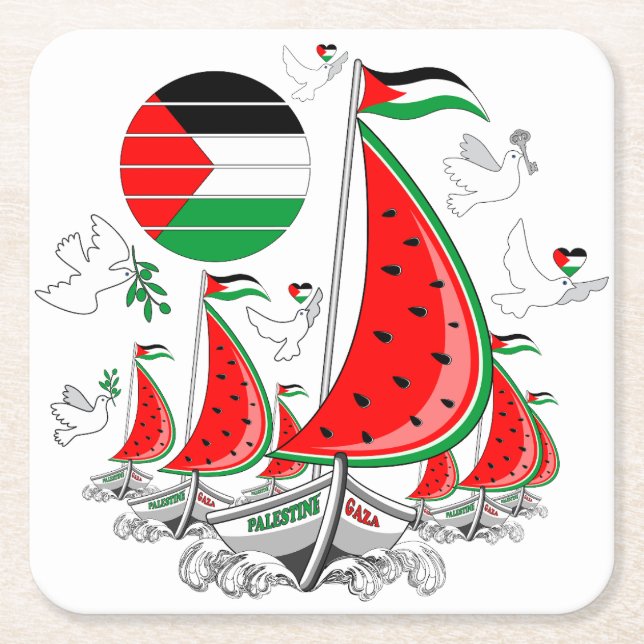 Freedom Global Sumud Flotilla Boats to Gaza Rechteckiger Pappuntersetzer (Vorderseite)