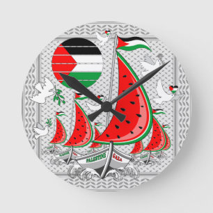Freedom Global Sumud Flotilla Boats to Gaza Runde Wanduhr