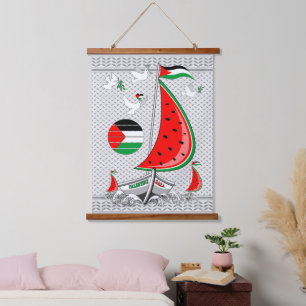 Freedom Global Sumud Flotilla Boats to Gaza Wandteppich Mit Holzrahmen