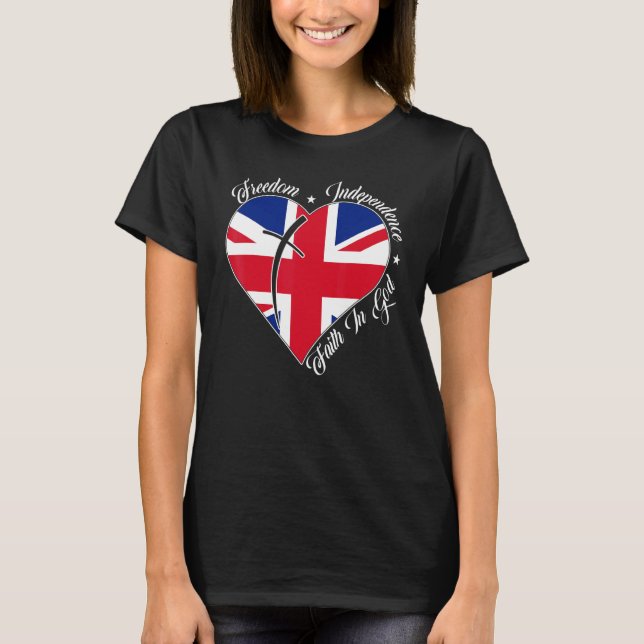 Freedom Independence Faith In God  Christian Engla T-Shirt (Vorderseite)