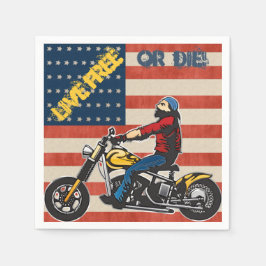 Freedom Rider Biker on USA Flag Paper Serviette