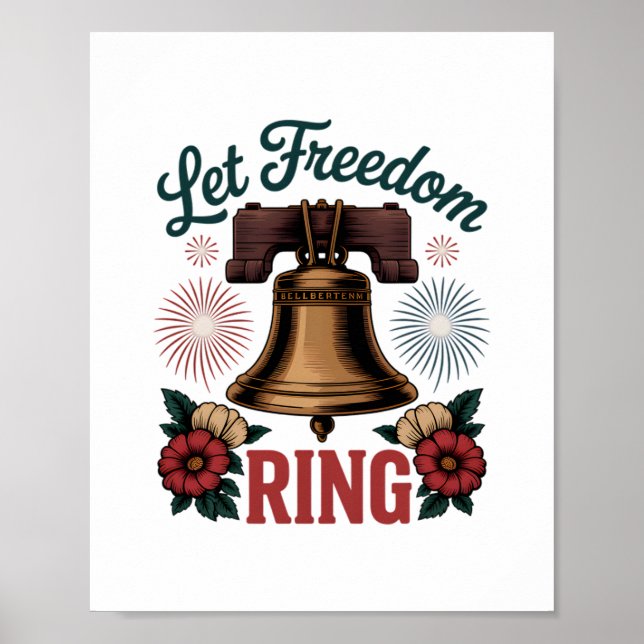 Freedom Ring Bell Patriotic gelassen Poster (Vorne)