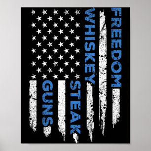 Freedom Steak & Waffen amerikanische Flagge patrio Poster