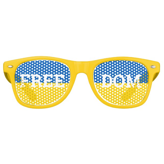 FREEDOM & Ukraine Flag Retroschatten / Sonnenbrill Partybrille (Vorderseite)