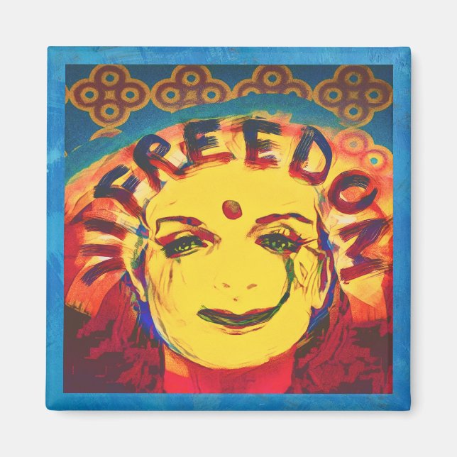 Freedom Yellow Smiley Magnet (Vorne)
