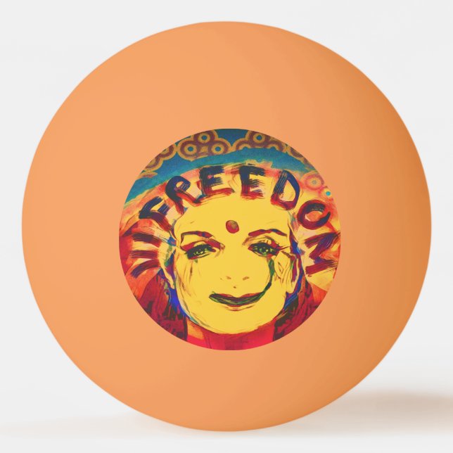 Freedom Yellow Smiley Tischtennisball (Vorderseite)
