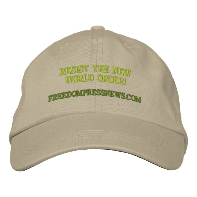 FREEDOMPRESSNEWS.COM, RESISTIEREN SIE DIE NEUE WEL BESTICKTE KAPPE (Vorderseite)