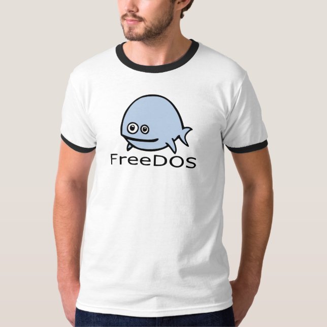 FreeDos Fische - Blau mit Namen T-Shirt (Vorderseite)