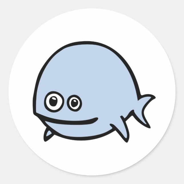 FreeDos Fish - Blau Runder Aufkleber (Vorderseite)