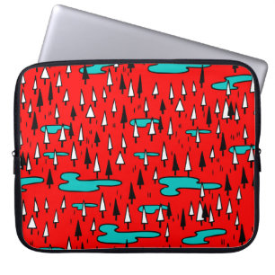 Freehand Bäume: skandinavisches Weihnachtsmuster. Laptopschutzhülle