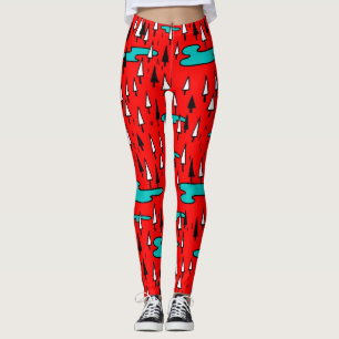 Freehand Bäume: skandinavisches Weihnachtsmuster. Leggings