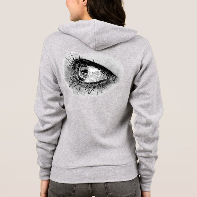Freehand Beautiful Woman Graphite Pencil Hoodie (Rückseite)