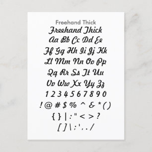 Freehand Diick - Zazzle Schriftart Sampler Sheet Postkarte