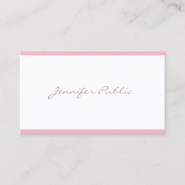 Freehand Script Elegant Pink Schlicht Luxus Hübsch Visitenkarte (Vorderseite)