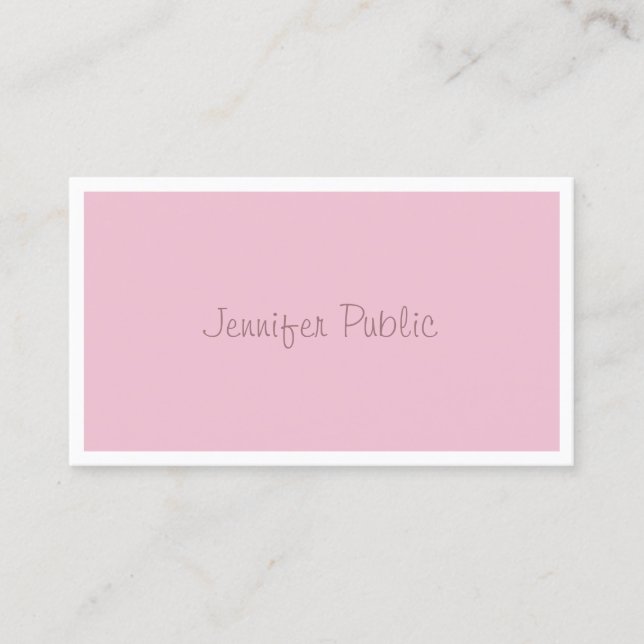 Freehand Script Elegante Rose Color Moderne Vorlag Visitenkarte (Vorderseite)