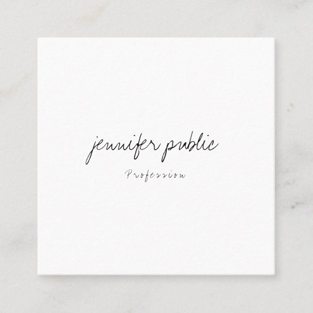 Freehand Script Modernes Minimalistisches Template Quadratische Visitenkarte (Vorderseite)