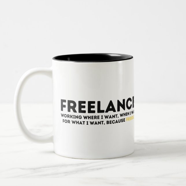 Freelance Definition Zweifarbige Tasse (Links)
