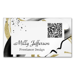 Freelance Design Abstrakt QR Code Gold Black Magnetische Visitenkarte