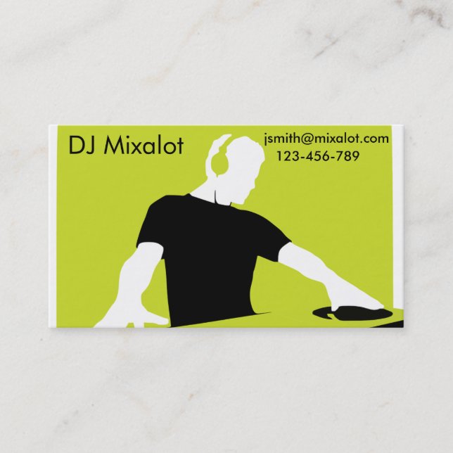 Freelance DJ Disk Jockey stylish lime grüne Musik Visitenkarte (Vorderseite)