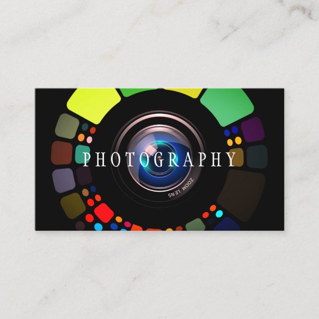 Freelance Fotograf Kamera Fotografie Schwarz Visitenkarte (Vorderseite)