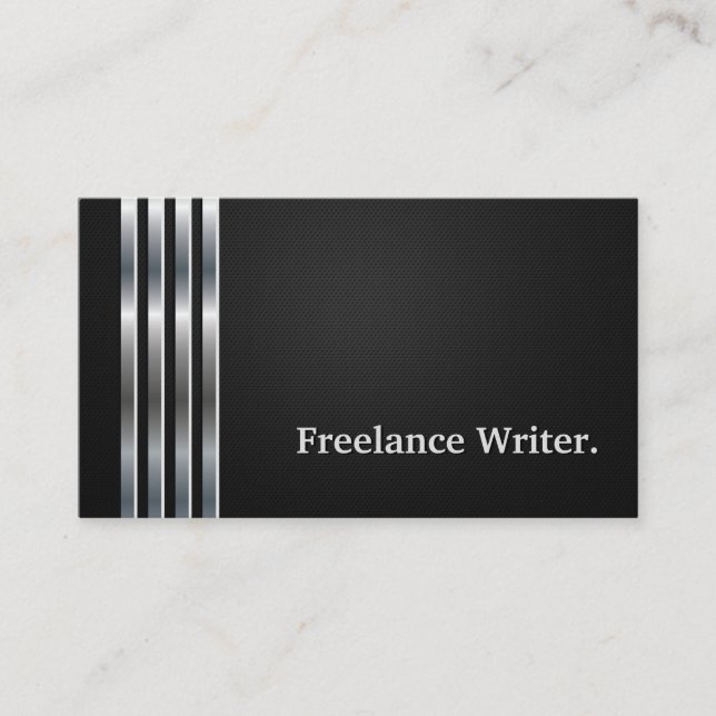Freelance Writer Beruflich Black Silver Visitenkarte (Vorderseite)