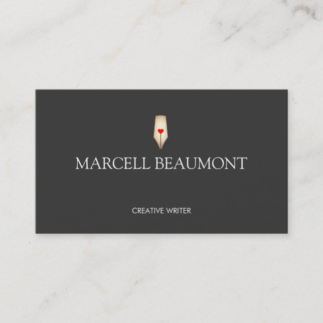 Freelance Writer des Gold Calligraphy Pen Logos Visitenkarte (Vorderseite)