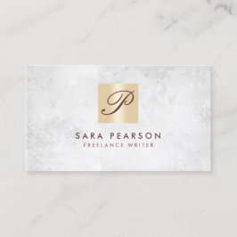 Freelance Writer Elegant GoldMonogram BusinessCard Visitenkarte