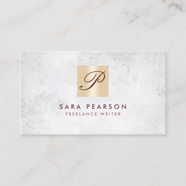 Freelance Writer Elegant GoldMonogram BusinessCard Visitenkarte (Vorderseite)