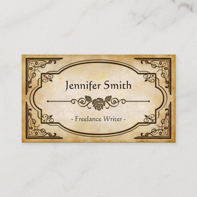 Freelance Writer - Elegante Vintage Antike Visitenkarte (Vorderseite)