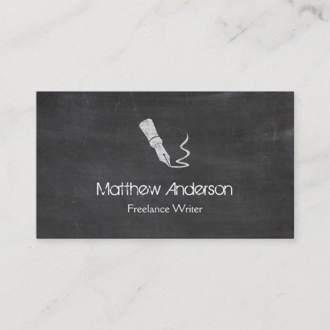 Freelance Writer - Schwarz-Brett-Chalkboard-Look Visitenkarte (Vorderseite)