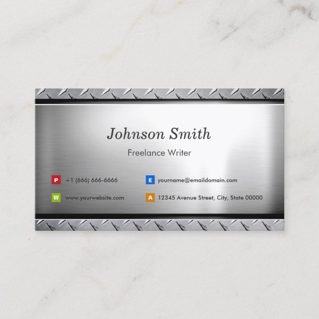 Freelance Writer - Stylischer Platinum Look Visitenkarte (Vorderseite)