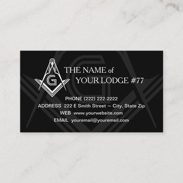 Freemason Business Card - Masonic Custom Card Visitenkarte (Vorderseite)