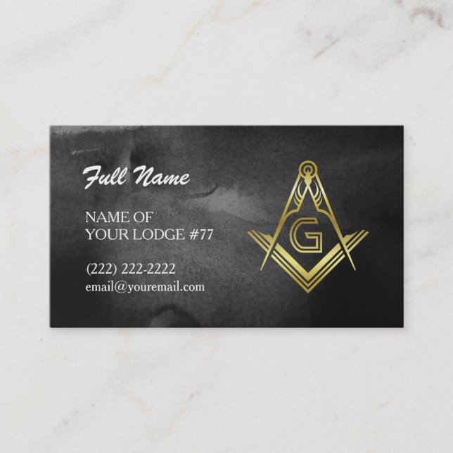 Freemason Business Cards | Schwarze und goldene Fa Visitenkarte (Vorderseite)