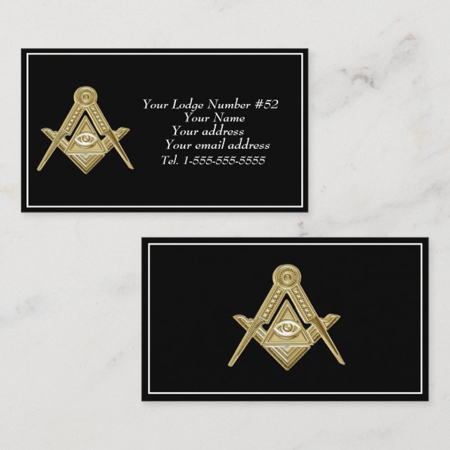 Freemason Freemasonry Symbol Masonic Black Visitenkarte (Vorne/Hinten)