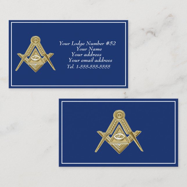 Freemason Freemasonry Symbol Masonic Blue Visitenkarte (Vorne/Hinten)
