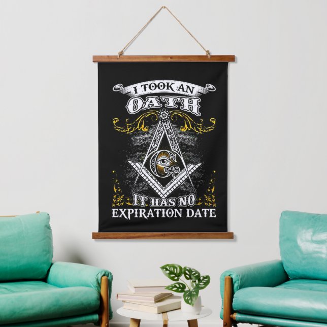 Freemason Hanging Tapestry Wandteppich Mit Holzrahmen (Wohnzimmer)
