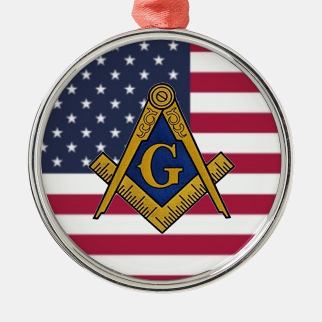 Freemason Masonic Freimaurerei American Flag Ornament Aus Metall (Vorne)