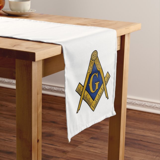 Freemason Masonic Masonry Square und Compass Großer Tischläufer (Beispiel)