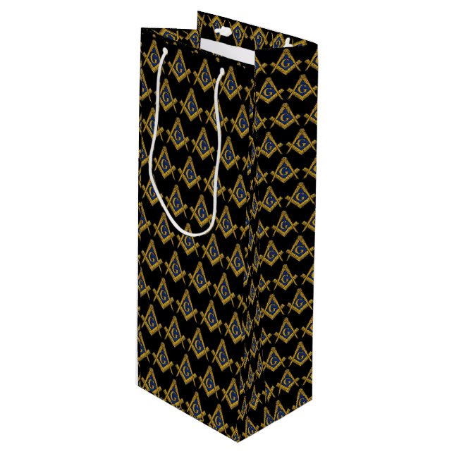 Freemason Masonic Square und Compass Freimaurerei Geschenktüte Für Weinflaschen (Vorderseite Schrägansicht)