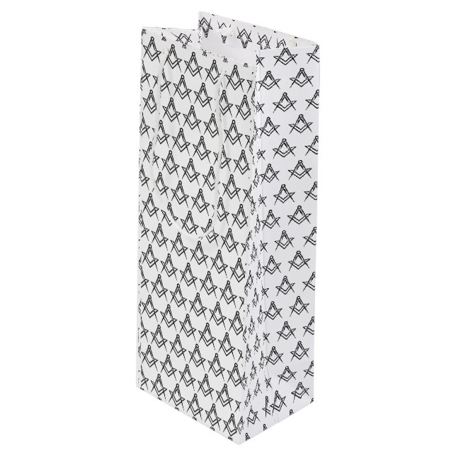 Freemason Masonic Square und Compass Freimaurerei Geschenktüte Für Weinflaschen (Vorderseite Schrägansicht)
