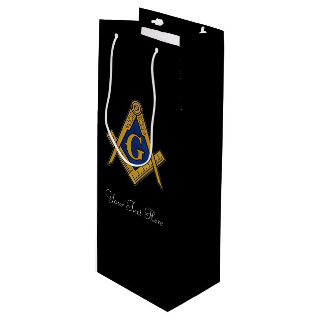 Freemason Masonic Square und Compass Freimaurerei Geschenktüte Für Weinflaschen (Vorderseite Schrägansicht)