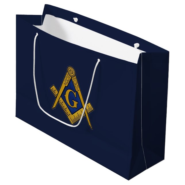 Freemason Masonic Square und Compass Freimaurerei Große Geschenktüte (Vorderseite Schrägansicht)